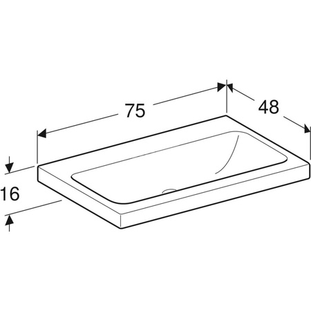 Umywalka iCon Light 75 cm, bez otworu, bez przelewu,