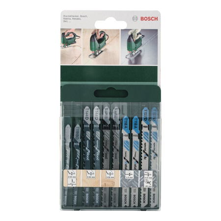 10-częściowy zestaw brzeszczotów do wyrzynarek, chwyt T T 101 B (2x), T 144 D (2x), T 119 BO (2x), T 118 A (2x), T 127 D (2x)