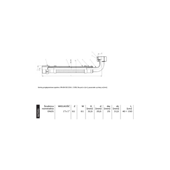 PHA-9156 G1xG1 80cm WZ PN10 DN25 Przyłącze elastyczne CuZn-EPDM-304 z kolanem