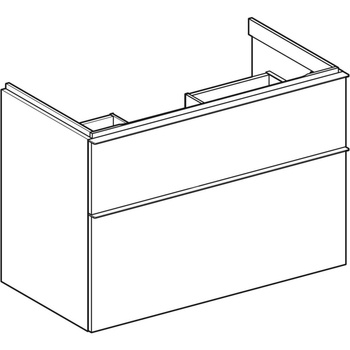 Szafka pod umywalkę iCon, z dwoma szufladami 88,8 cm x 61,5 cm x 47,6 cm, dąb / melaminowa struktura drewna, lava / matowy