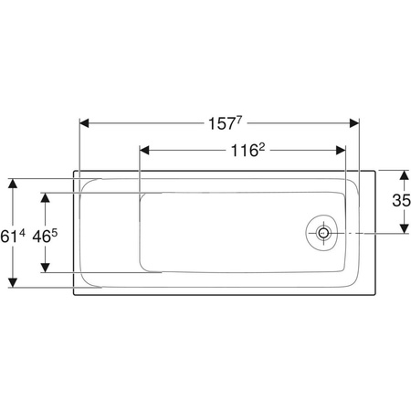 Wanna prostokątna Tawa 170x70, slim, z nogami montażowymi
