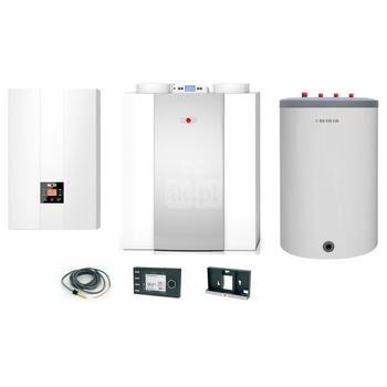 Pakiet - Kocioł gazowy jednofunkcyjny WOLF FGB-24 kondensacyjny wiszący 5.3-20.7kW + Czujnik c.w.u.  + Regulator BM-2 + Rekuperator CWL 300L + Zasobnik c.w.u Lindo 150L