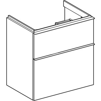 Szafka pod umywalkę iCon, z dwoma szufladami, krótka 59,2 cm x 61,5 cm x 41,6 cm orzech hickory / melaminowa struktura drewna, lava / matowy