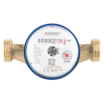 Wodomierz jednostrumieniowy suchobieżny (antymagnetyczny), do wody zimnej, 1/2"