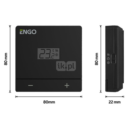 Dobowy, przewodowy regulator temperatury, bateryjny, czarny