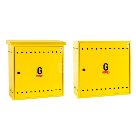 Skrzynka gazowa, 600x600x250, wolnostojąca, metalowa, ze skośnym daszkiem - popielata