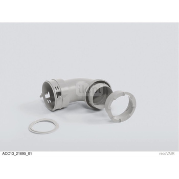 Przyłączeniowy łącznik przejściowy, kolano 90°, Ø75/62 mmz uszczelkami, ze złączem bagnetowym, do przyłączenia elastycznego powi