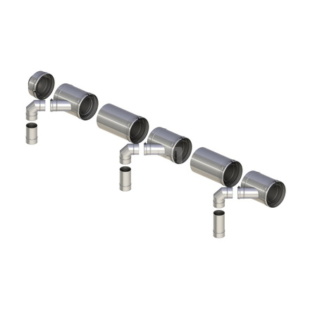 Kaskada koncentryczna ø250/350 z wyjściami 80/125 dla trzech kotłów bez automatyki