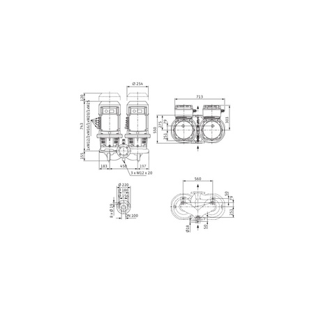 Pompa obiegowa WILO CronoTwin-DL-E typu in-line z silnikiem znormalizowanym 50/60 Hz 1450obr/min
