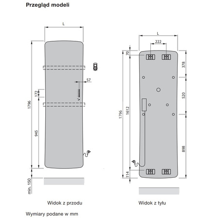 Grzejnik elektryczny ZEHNDER Folio Glass, 1796/540mm, kolor Lustro, moc 800W