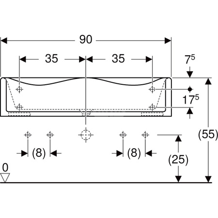 Umywalka dla dzieci Geberit Bambini, B90, do dwóch baterii umywalkowych