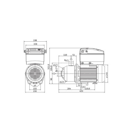 Wysokociśnieniowa pozioma pompa do wody Wilo-MHIE 402N-2/V/3-2-2G