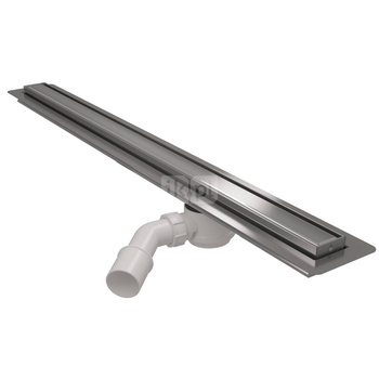Odpływ liniowy 600mm OMEG Aslim, stal szczotkowana + syfon HC26-58WH-65