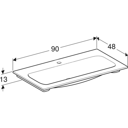 Umywalka iCon meblowa 90 cm, z otworem na środku, bez przelewu,