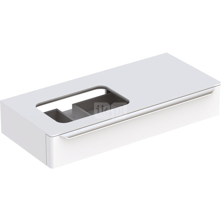 myDay szafka podumywalkowa 115 cm, ze szklanym blatem, lewa, biały połysk