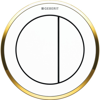 Pneumatyczny przycisk uruchamiający WC Geberit Typ 10, ręczny, meblowy dwudzielny, biały-złocony