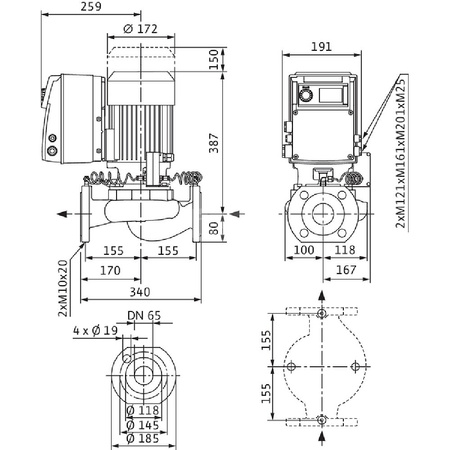 Pompa obiegowa WILO VeroLine-IP-E typu in-line z silnikiem znormalizowanym 50/60 Hz 2900obr/min