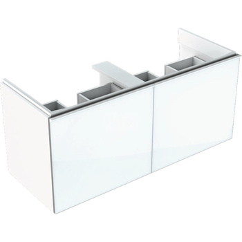 Szafka pod umywalkę podwójną Acanto, B120, z dwoma szufladami, syfon oszczędzający przestrzeń, biała