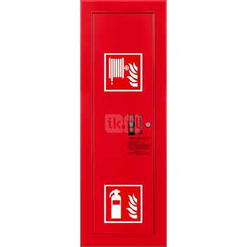 Hydrant DN25 wnękowy boczny z miejscem na gaśnicę, wąż 20m, zamek patent, RAL 3000 lewy