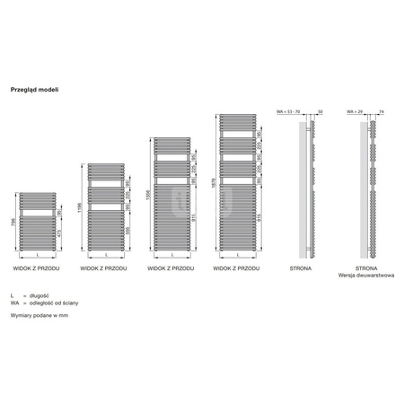 Grzejnik drabinkowy ZEHNDER Ovida, 796/746mm, kolor Anthracite Metallic, moc 853W
