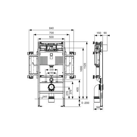 TECEprofil - stelaż podtynkowy do WC dla osób niepełnosprawnych ze spłuczką podtynkową