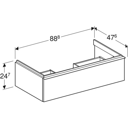 Szafka pod umywalkę iCon, z jedną szufladą 88,8 cm x 24,7 cm x 47,6 cm, dąb / melaminowa struktura drewna, lava / matowy