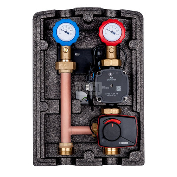 Grupa pompowa do c.o. Viteco ENBOX MIX 3D PREMIUM z siłownikiem - DN 25 (z pompą elektroniczną Grundfos UPM3 FLEX AS 25-70 130 i 3-drogowym zaworem mieszającym ESBE z płynnie regulowanym by-passem, z siłownikiem 3-punktowym ARA 600)