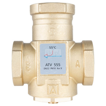 Zawór temperaturowy ATV 555, DN32, Rp1 1/4", kvs 9, 55°C