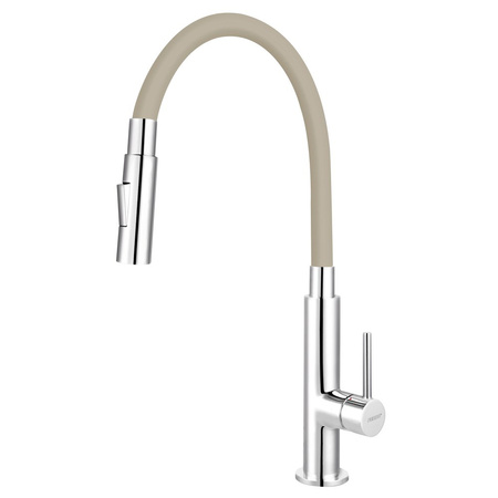 Bateria zlewozmywakowa ZUMBA Slim 2F, beżowa elastyczna wylewka 2F, chrom