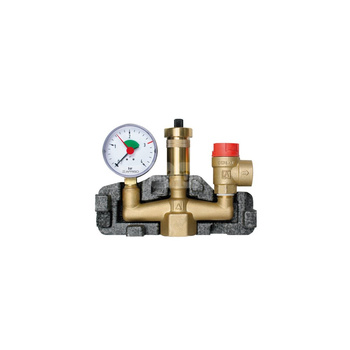 Grupa bezpieczeństwa kotła KSG z izolacją 50 kW 1 GW zawór bezp 3 bar 1/2 x 3/4 manometr 0-4 bar fi 63 mm 3/8 rad