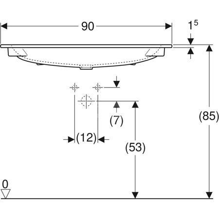 Umywalka iCon meblowa 90 cm, z otworem na środku, bez przelewu,