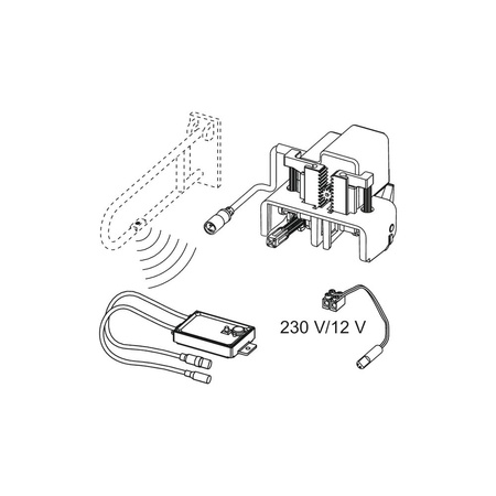 TECEplanus - mechanizm elektroniczny do stelaża podtynkowego WC o nr kat. 9300081, zasilany 230/12V, uruchamiany poprzez przycisk elektryczny montowany na poręczy - wersja bezprzewodowa