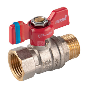 Kurek kulowy nakrętno-wkrętny z motylkiem, 1/2", F-Comfort