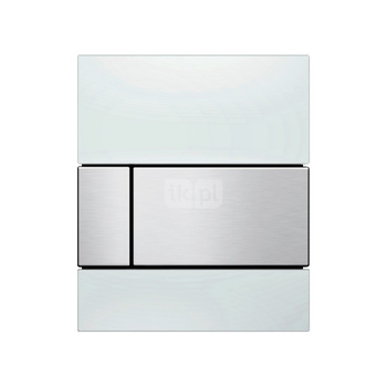 TECEsquare - przycisk spłukujący ze szkła do pisuaru, szkło białe, przycisk - efekt optyczny stali nierdzewnej szczotkowanej "anti-fingerprint"