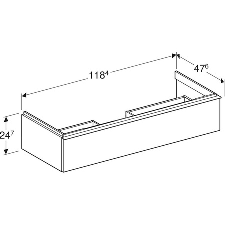 Szafka pod umywalkę iCon, z jedną szufladą 118,4 cm x 24,7 cm x 47,6 cm, lava / lakierowany matowy, lava / matowy