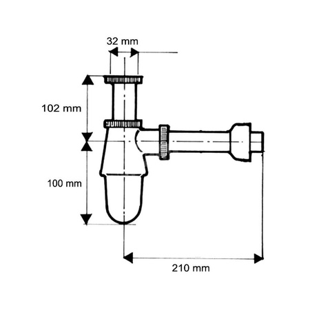 Syfon umywalkowy butelkowy 11/4"x32mm bez spustu ANTYCZNY MOSIĄDZ