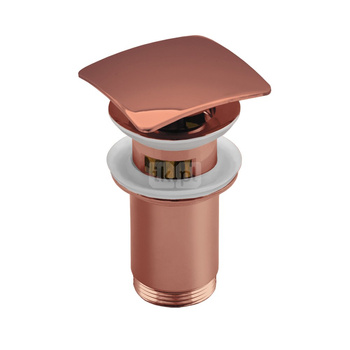 SPPMWK07K Z-r spust.mos. G11/4 do umywalki z przelew.wysoki,z koszem przycisk kwadratowy wypukły różowe złoto