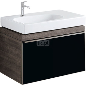 Szafka Citterio pod umywalkę 75 cm, dąb czarny/szkło czarne