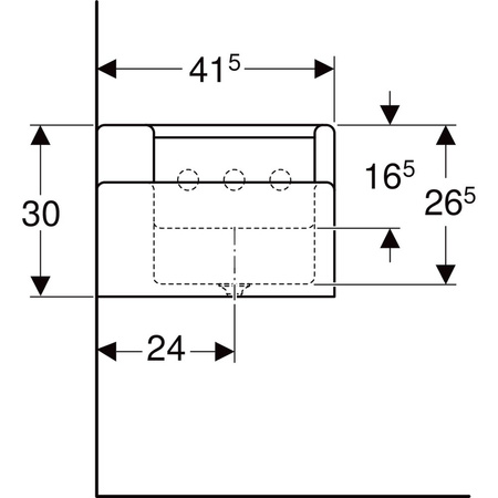 Umywalka dla dzieci Geberit Bambini, B180, do czterech baterii umywalkowych, niższa umywalka po lewej stronie