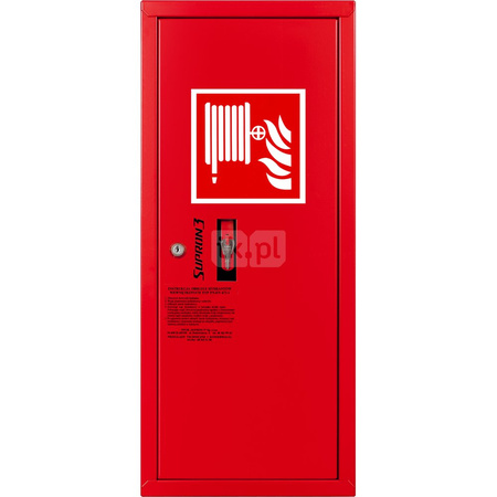 Hydrant DN25 zawieszany boczny, wąż 30m, zamek patent, RAL 3000 prawy