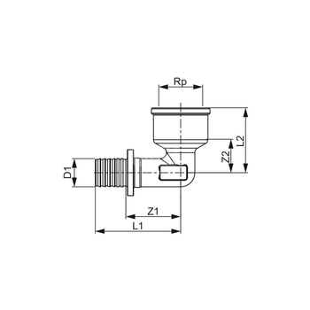 Mufa 90' TECE TECEFLEX Mosiądz 16mm x 1/2'' (ZZ x GW)