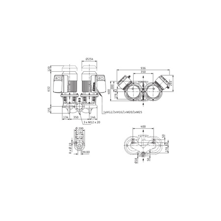 Pompa obiegowa WILO CronoTwin-DL-E typu in-line z silnikiem znormalizowanym 50/60 Hz 2900obr/min