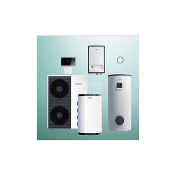 Pakiet Systemowy OZE - Pompa ciepła powietrzna powietrze-woda split VAILLANT VWL 125/5AS aroTHERM 11.9kW 400V + Regulator sensoCOMFORT VRC 720 + Zasobnik c.w.u. VIH RW 400/3BR + Zasobnik buforowy VPS R 100/1M + Moduł naścienny VWL 127/5IS