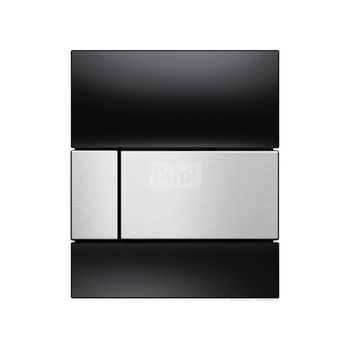 TECEsquare - przycisk spłukujący ze szkła do pisuaru, szkło czarne, przycisk - efekt optyczny stali nierdzewnej szczotkowanej "anti-fingerprint"