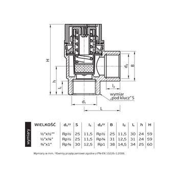 5002/V210-1 Zawór bezpieczeństwa do instalacji grzewczych 1/2" x 1/2" 1.5 bar