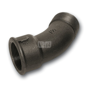 Łuk 45' SANHA 40# Żeliwo 1'' x 1'' (GW x GZ) - Czarny