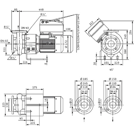 Pompa obiegowa Wilo-CronoBloc BL-E 40/110-1,5/2 IE4-S1 elektronicznie regulowana pompa dławnicowa o konstrukcji typu Inline z przyłączem kołnierzowym i automatycznym dopasowaniem wydajności.