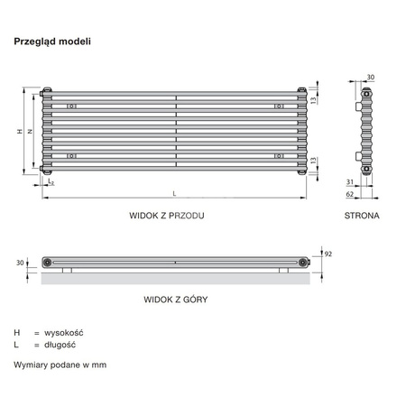 Grzejnik Zehnder Charleston Turned T3180/6 - 1800 mm, Kolor (Code0325) Technoline (clear lacquer), Typ złącza Code 5390, Roz. Stabilizująca Tak, Zintegrowane konsole naścienne Spawane uchwyty góra/dół, Kolor mocowania (CodeRADC) Kolor grzejnka