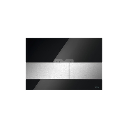 TECEsquare - przycisk spłukujący ze szkła do WC, szkło czarne, przyciski - efekt optyczny stali nierdzewnej szczotkowanej "anti-fingerprint"