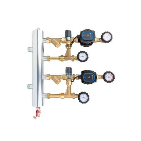 Zestaw mieszający ze sprzęgłem hydraulicznym BPS 911 AP, dwa człony z zaworem termostatycznym ATM 561, pompy AFRISO APH